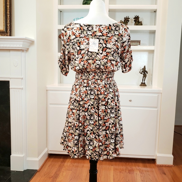 Free People Forget Me Not Fit & Flare Floral Mini Dress Charcoal - Picture 5 of 13